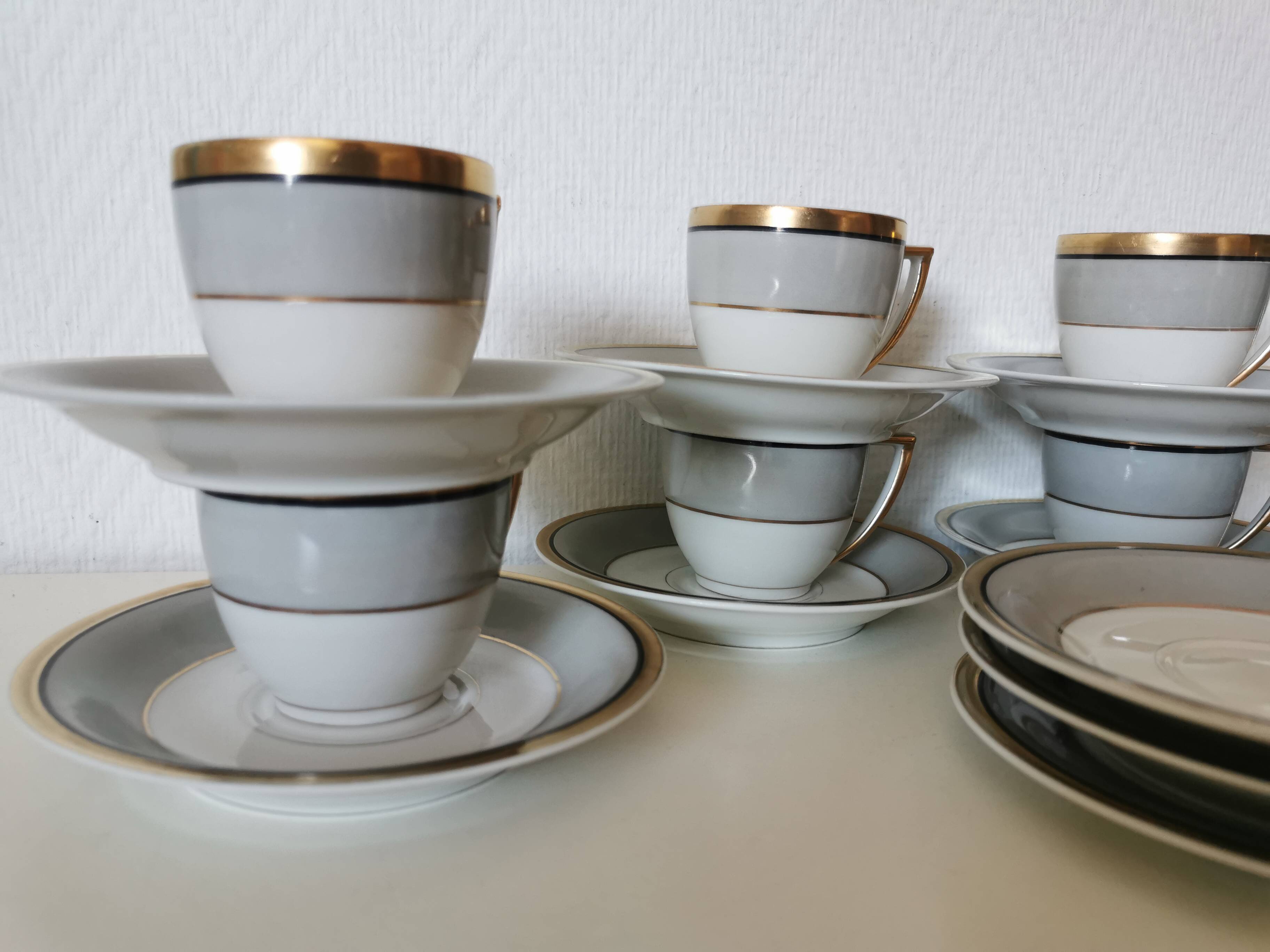 LIMOGES Gaston Sailly coffee service, white, gray and gold