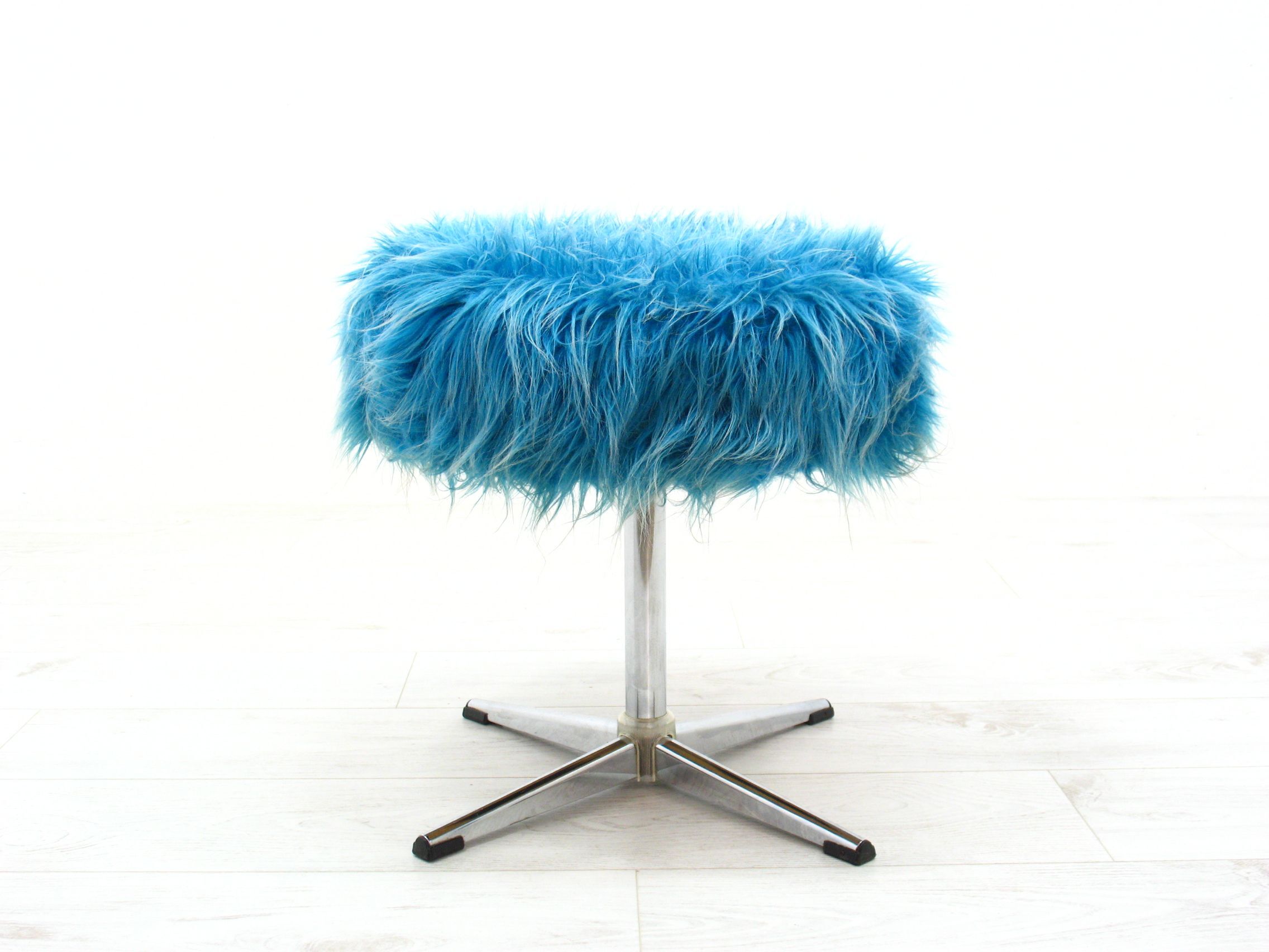 Vintage stool in metal & fabric, 1970s