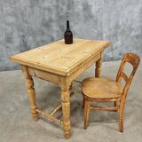 Antique pine table, folding and rotating