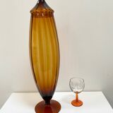 Large XL candy jar Empoli Italy in amber blown glass - 1960s
