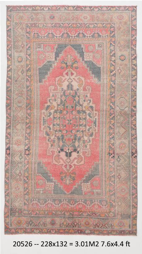 4x7 Red Navy Blue Handmade Turkish Rug, 132x228Cm SK 20526