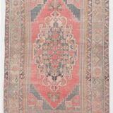 4x7 Red Navy Blue Handmade Turkish Rug, 132x228Cm SK 20526