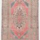 Tapis turc vintage bleu marine et rouge