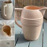 Very large pitcher / vase in powder pink earthenware