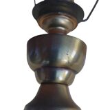 Pair of empire style lamps with red lampshades
