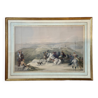 Old orientalist painting, Sebastia, after David Roberts 20th century