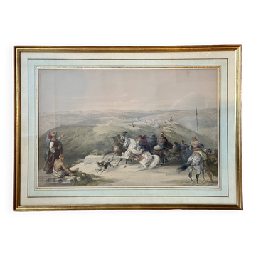 Old orientalist painting, Sebastia, after David Roberts 20th century