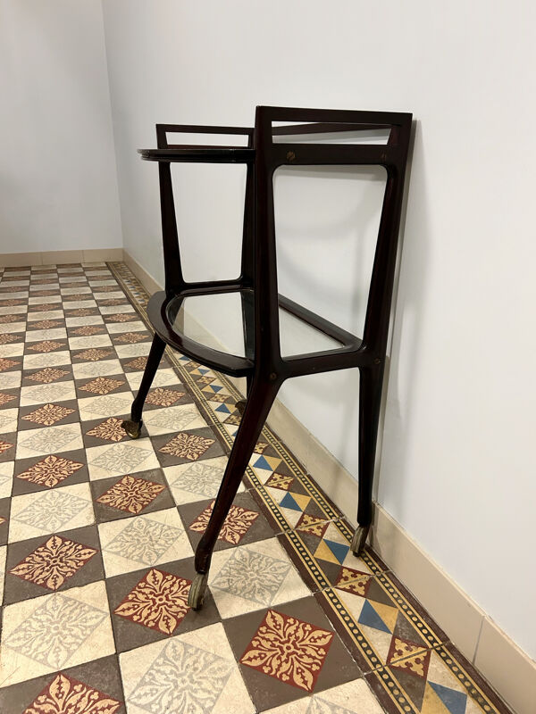 Desserte acajou et verre années 50