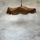 Medium pendant light in corrugated teak leaf (Medium D:50 H:20)