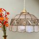 Vintage lampshade suspension in mother-of-pearl and brass