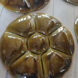 8 old GIEN oyster plates + 2 serving dishes