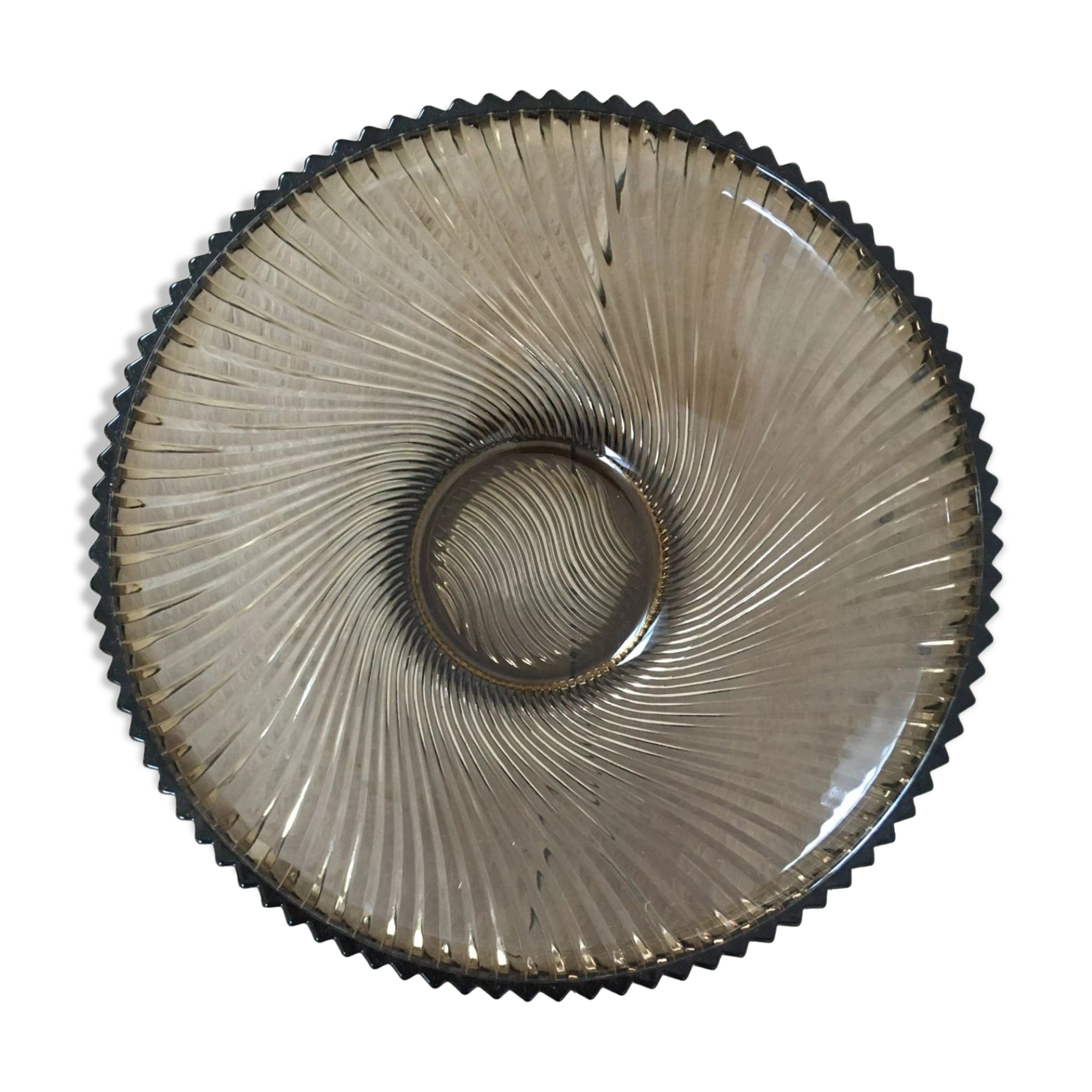 70s smoked glass fruit basket