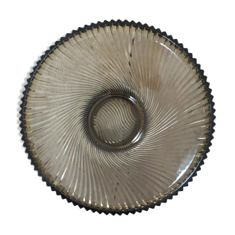 70s smoked glass fruit basket