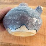 Théière en céramique, petit pichet, poterie d'atelier vintage, grès bleu beige