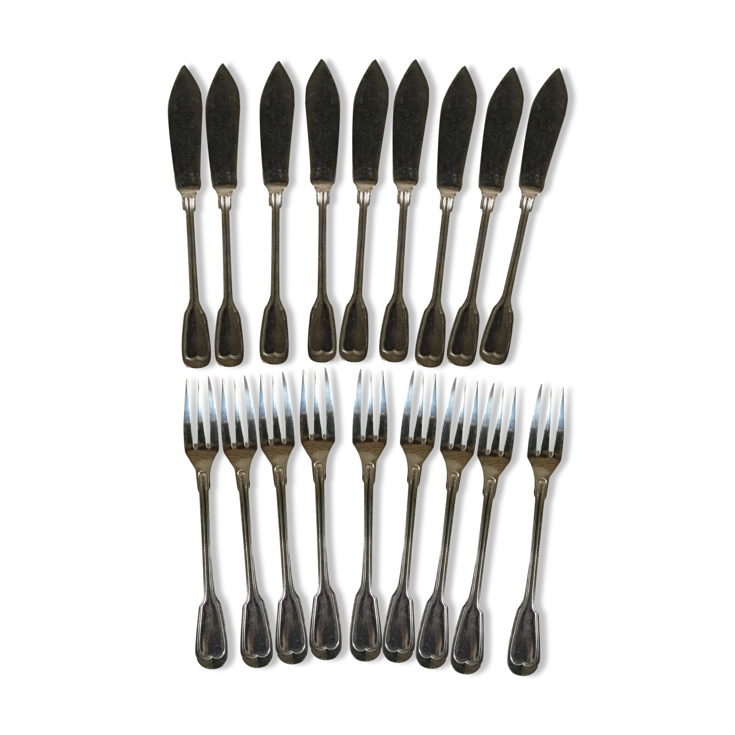 9 silver metal fish cutlery