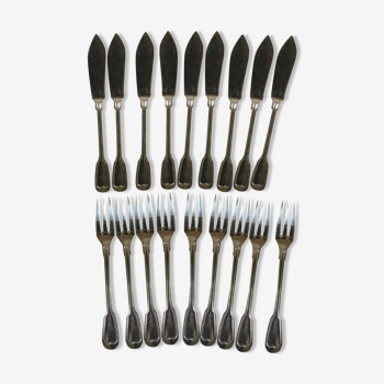9 silver metal fish cutlery