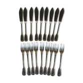 9 silver metal fish cutlery