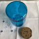 Blue glass jar with Henkel cork stopper - vintage