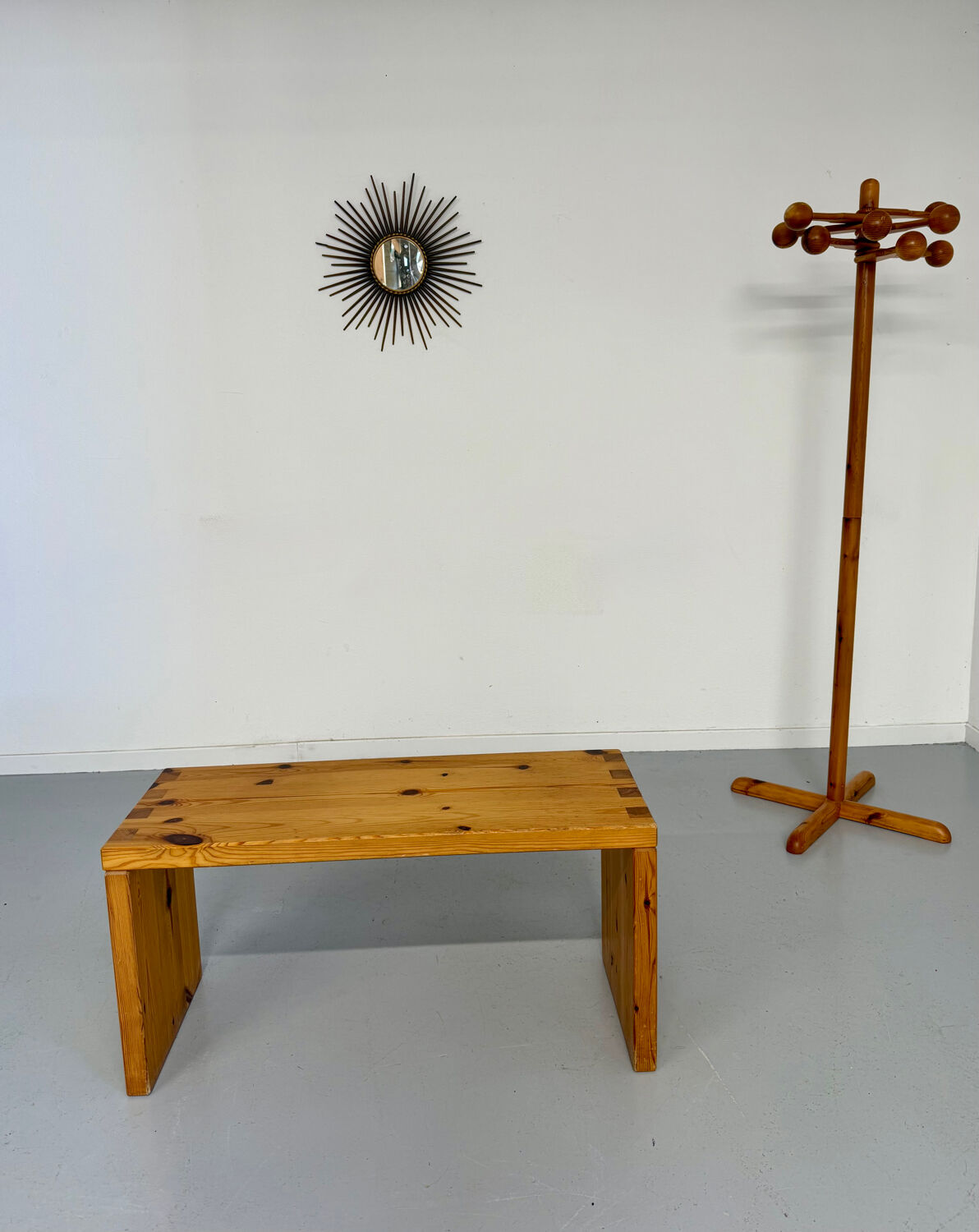 Vintage solid pine coat rack designed by Reiner Daumiller from the 1970s.