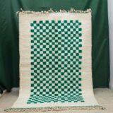 Green square Berber rug size 150 x 250 cm