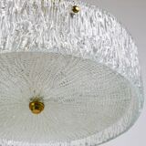 J.T. Kalmar Lustre pendant light in brass and textured glass, 1950s