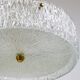 J.T. Kalmar Lustre pendentif en laiton et verre texturé rond, années 1950