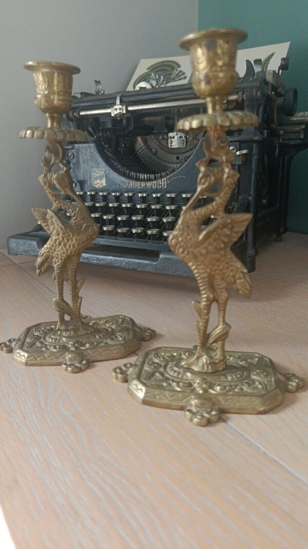 Paire de bougeoirs anciens Style orientaliste Art déco