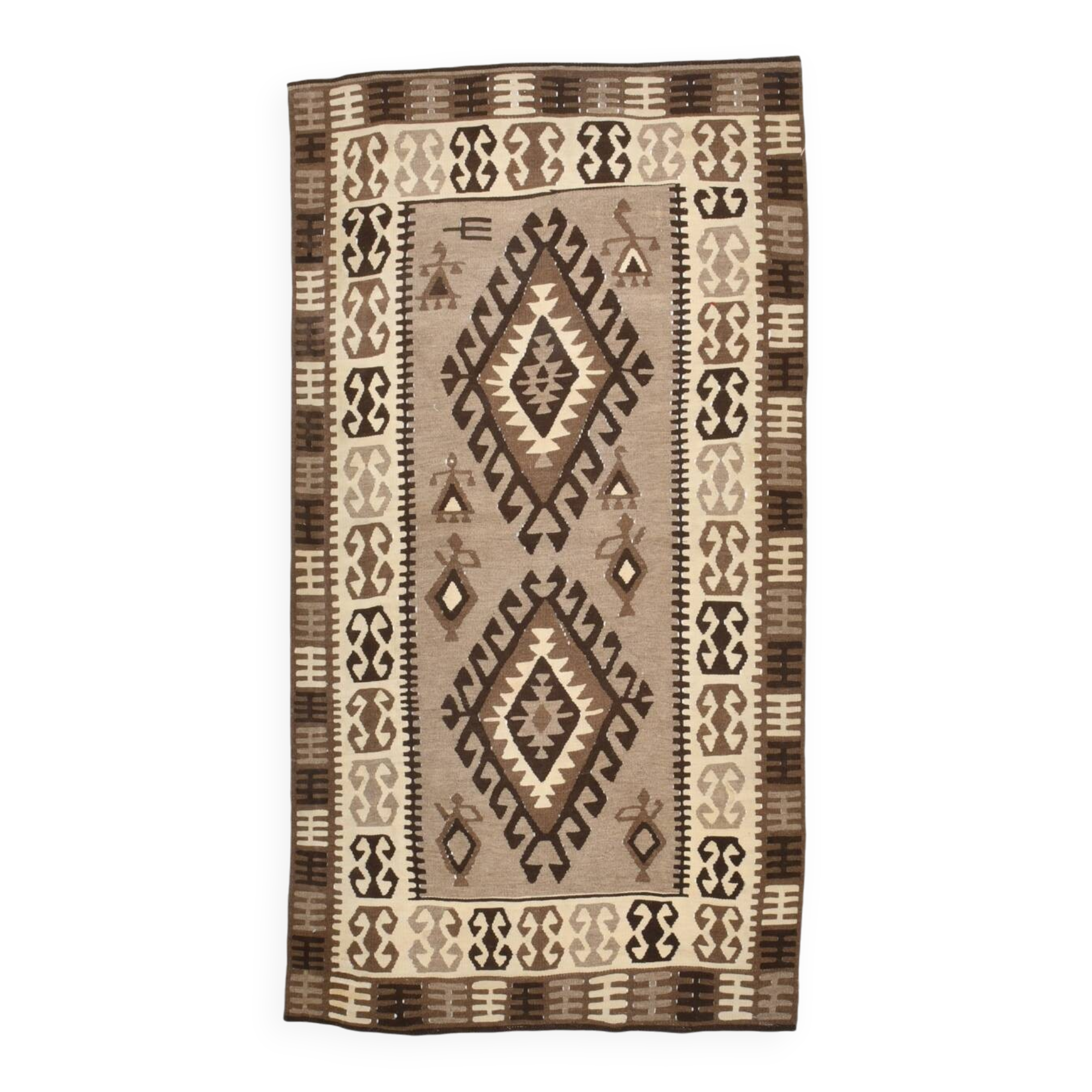 4x6 Kilim Vintage Oushak Area Kilim Rug, 103x192 Cm