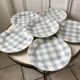 Set of 6 flat plates digoin sarreguemines model "scottish" sky blue 40s-50s