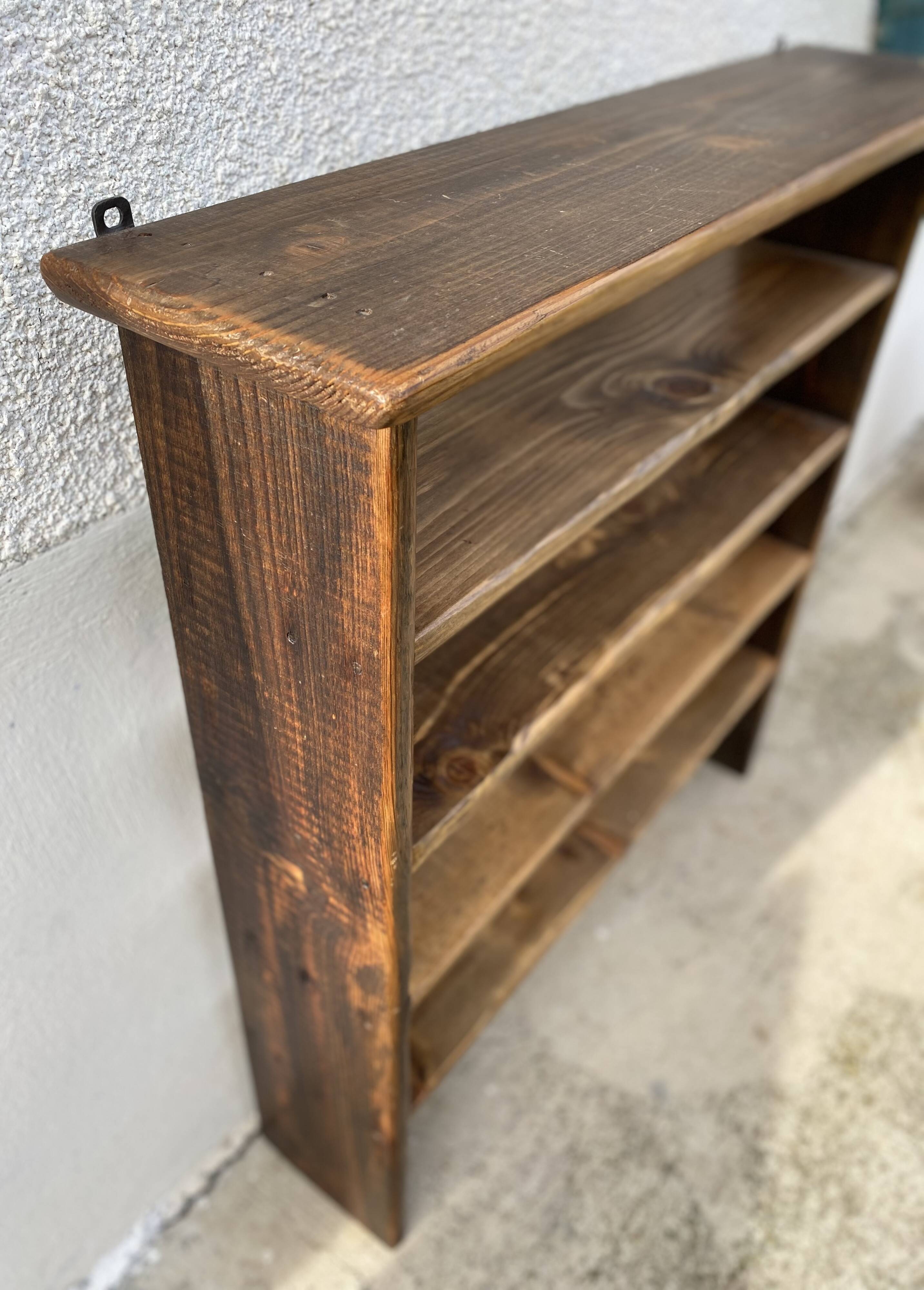 Brutalist floor (or wall) shelf, weathered wood