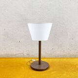 Large solid wood lamp with inverted shade