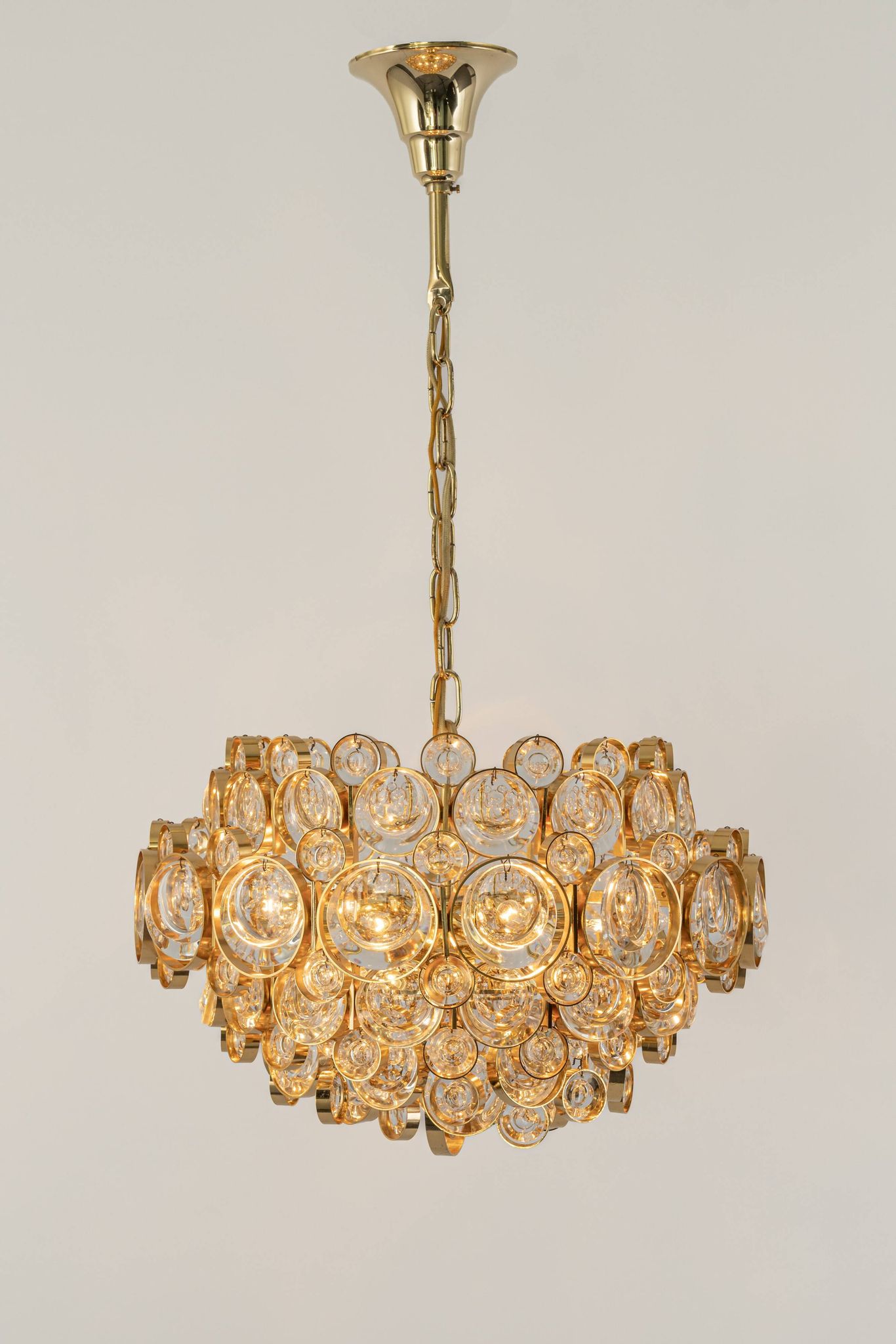 Lustre en laiton doré par Palwa Allemagne, années 1970