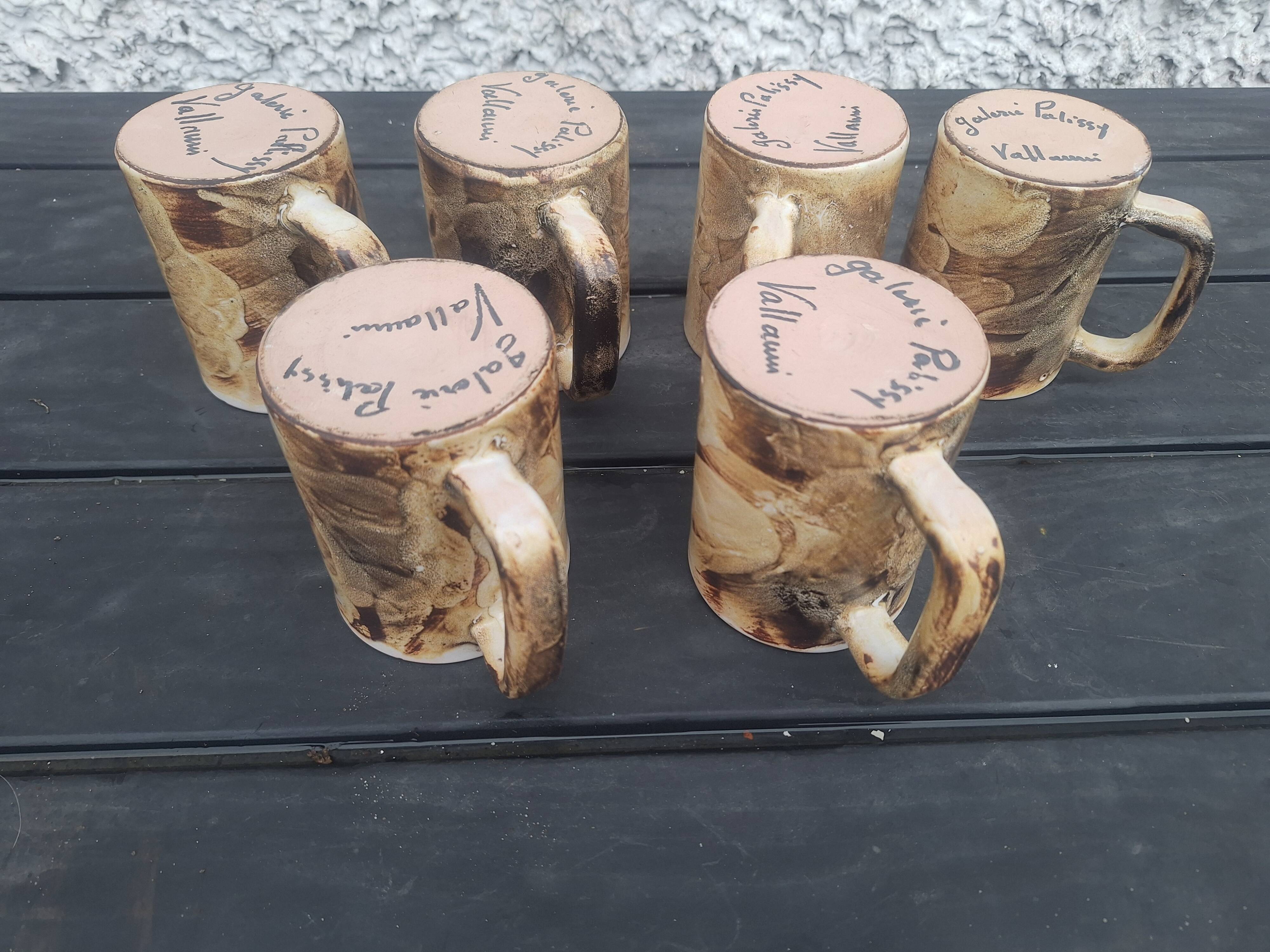6 Vintage Cups Galerie Palissy Vallauris