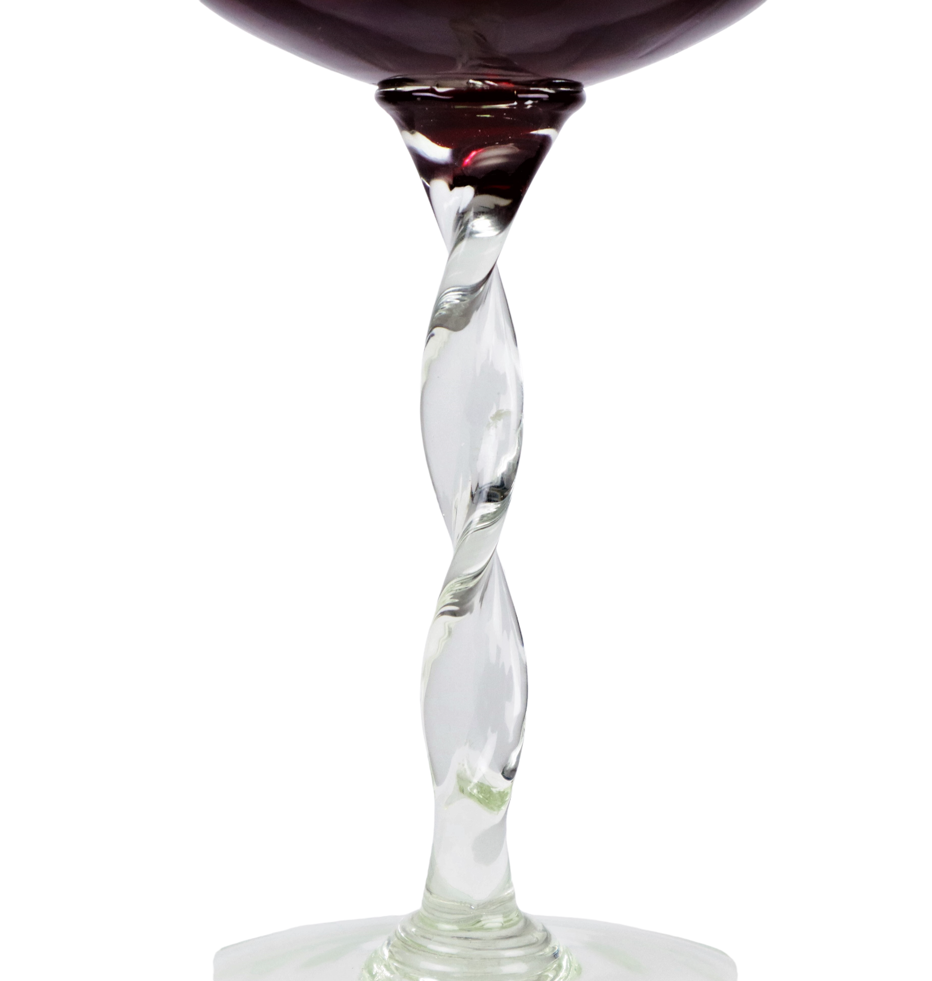 Vintage red glass brandy glass cup mouth blown italy 33cm