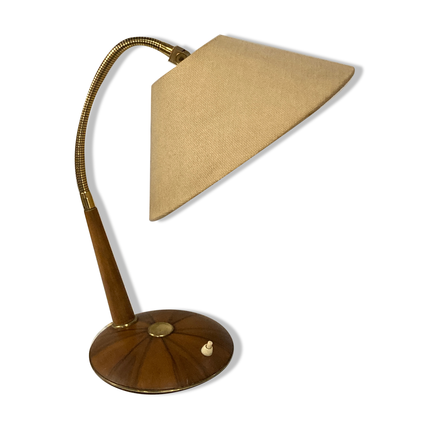 Brass and teak desk or table lamp by Temde, Switzerland 1960s