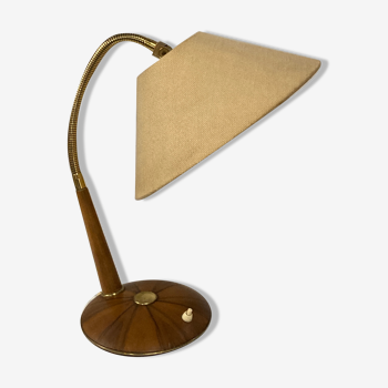 Lampe de bureau ou de table en laiton et teck par Temde, Suisse années 1960