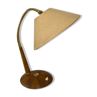 Lampe de bureau ou de table en laiton et teck par Temde, Suisse années 1960