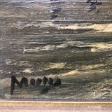 Oil on panel MARINE early 20th century, sailing boat, fishing boat, signed