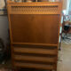 Vintage wooden and rattan secretary