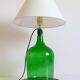 Mid-Century Green Glass Demijohn Table Lamp, Brass Fittings, Contemporary Shade