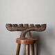 Hand-carved wooden candle holder, ethnic tribal style.