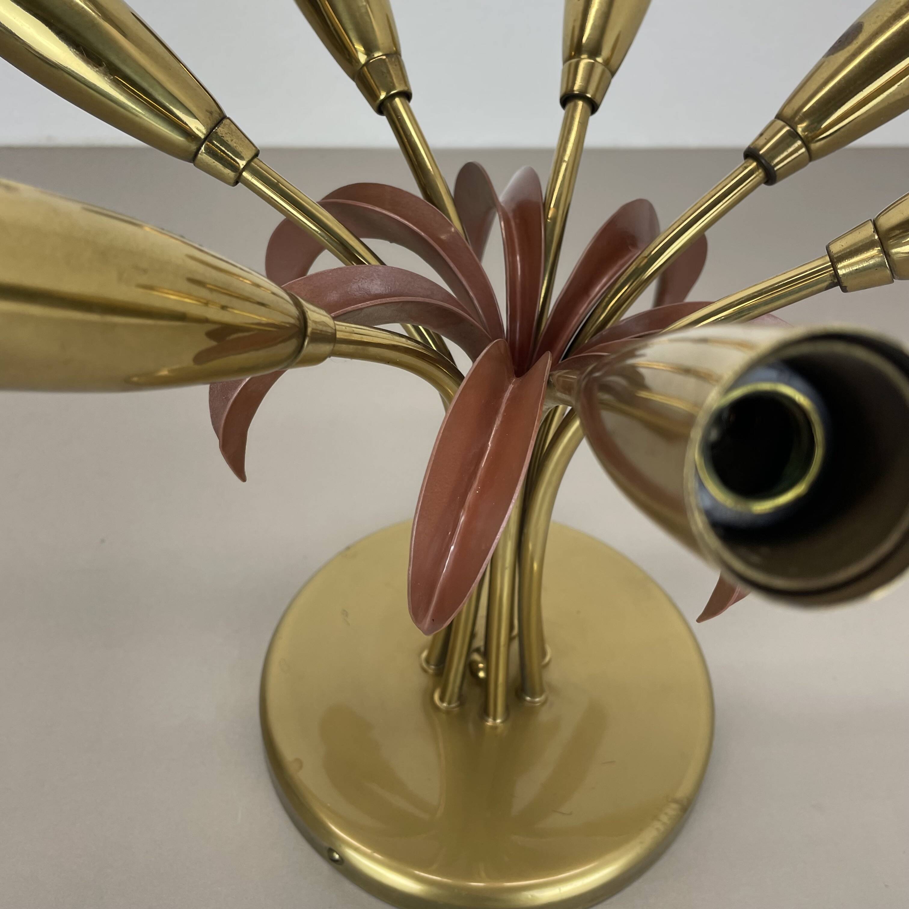 Brass Italian Stilnovo Style Theatre Ceiling Light Flush Mount, Italy, 1950