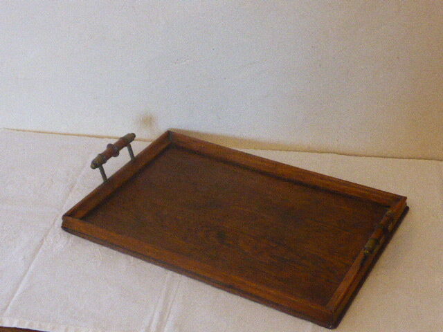 Charming Bistro tray, wooden and brass handle, circa 1940, ART DECO