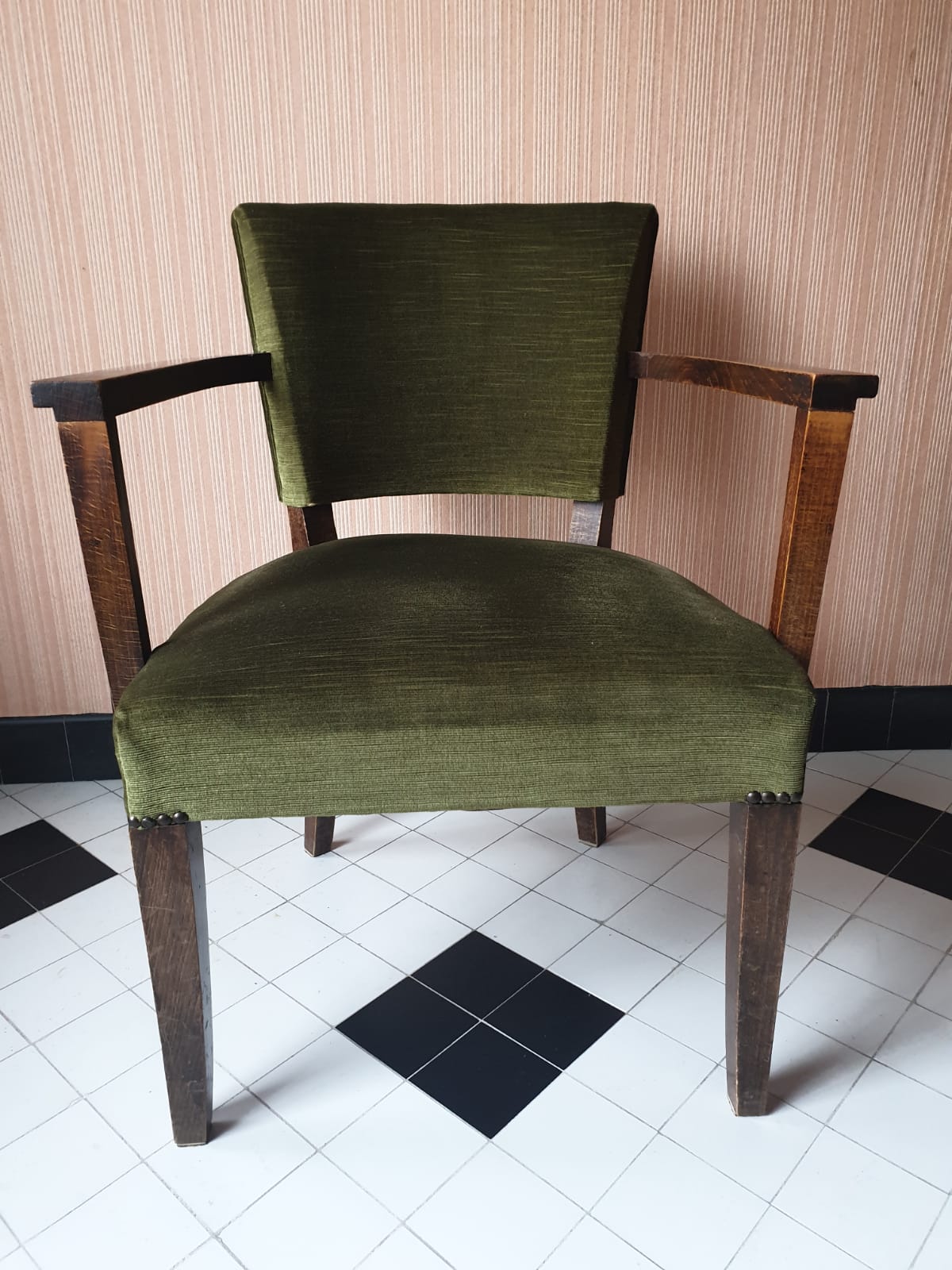 Pair of bridges in green velvet and dark wood