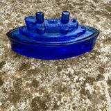 Vintage blue glass candy dish “Remember the Maine” - militaria