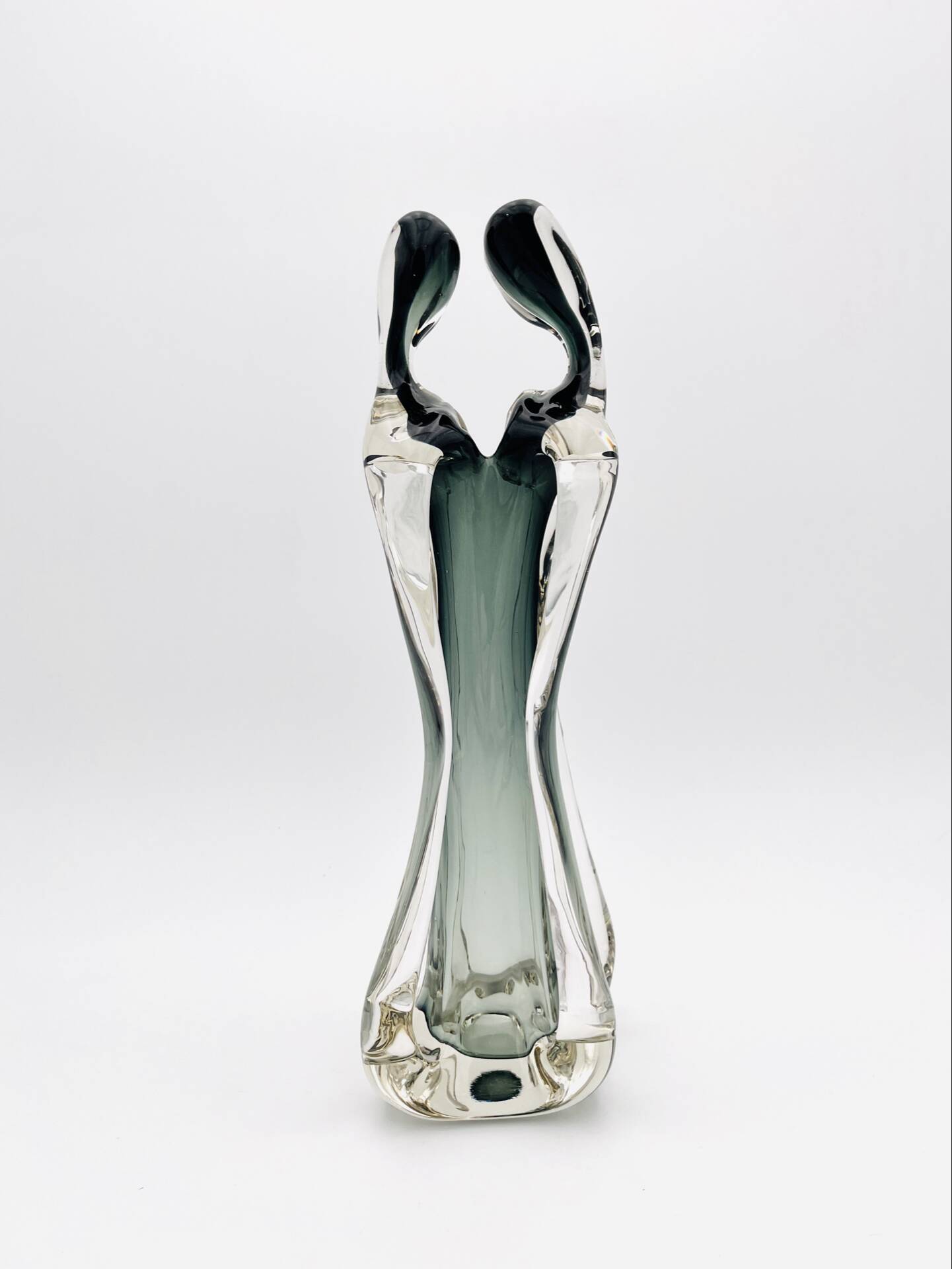 Vase Sculpture Murano Formia The Lovers Sommerso Smoke Green 33cm