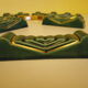 12 Doors green/golden ceramic knives - 1950s