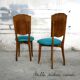 A set of 6 completely renovated turquoise chairs.