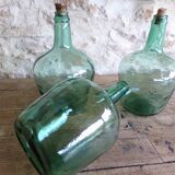 Set of 3 green demijohn
