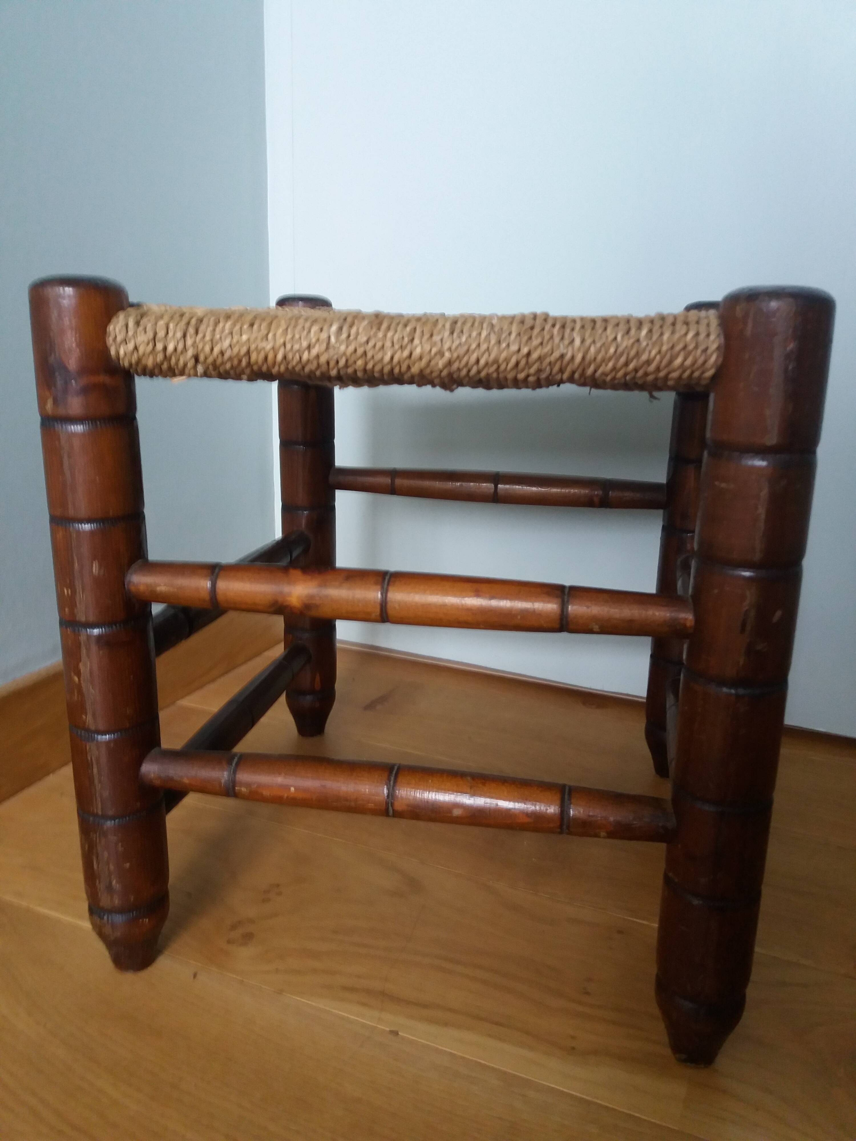 Wooden and rope stool
